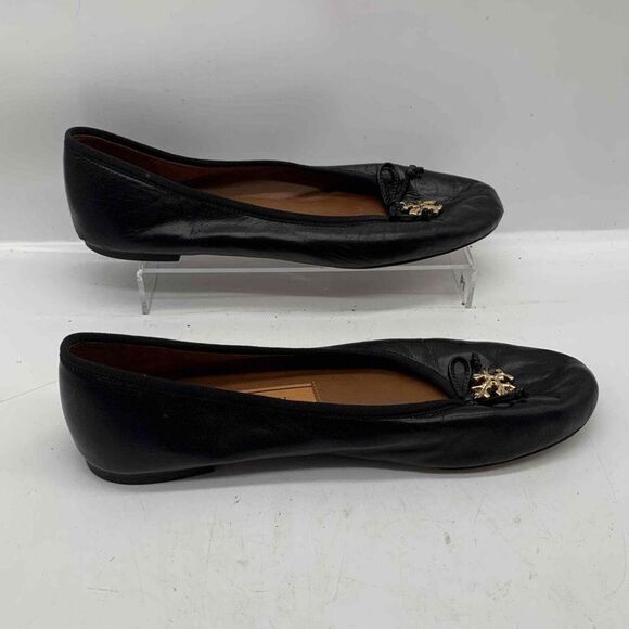 Tory Burch Women's Black Goat Leather Logo Charm Ballet Flat Shoes 8M - Picture 5 of 10